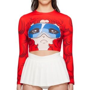 Pushbutton long sleeve crop top